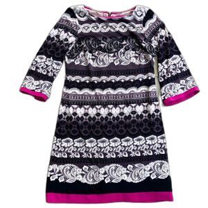 Eliza J Mini Shift Dress Jersey Knit Printed Gray Pink 8